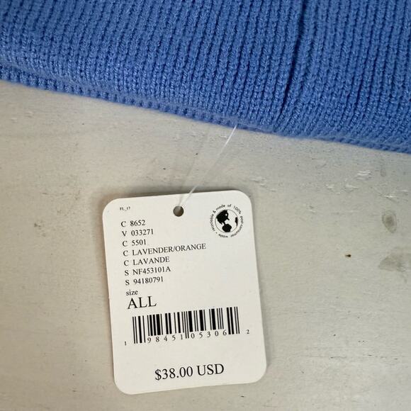 NWT Free People Movement Iconic Buti Blue Knit Beanie with Orange Design Casual - Picture 5 of 6